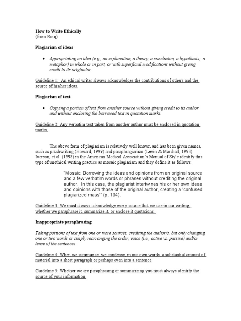 Ethical Writing: Avoiding Plagiarism | PDF | Plagiarism | Linguistics