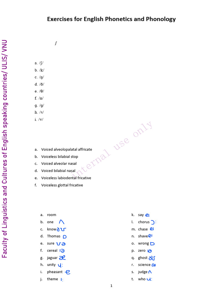 Exercises For English Phonetics and Phonology | PDF | Stress ...