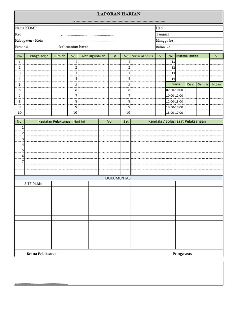 Form Lap Harian | PDF