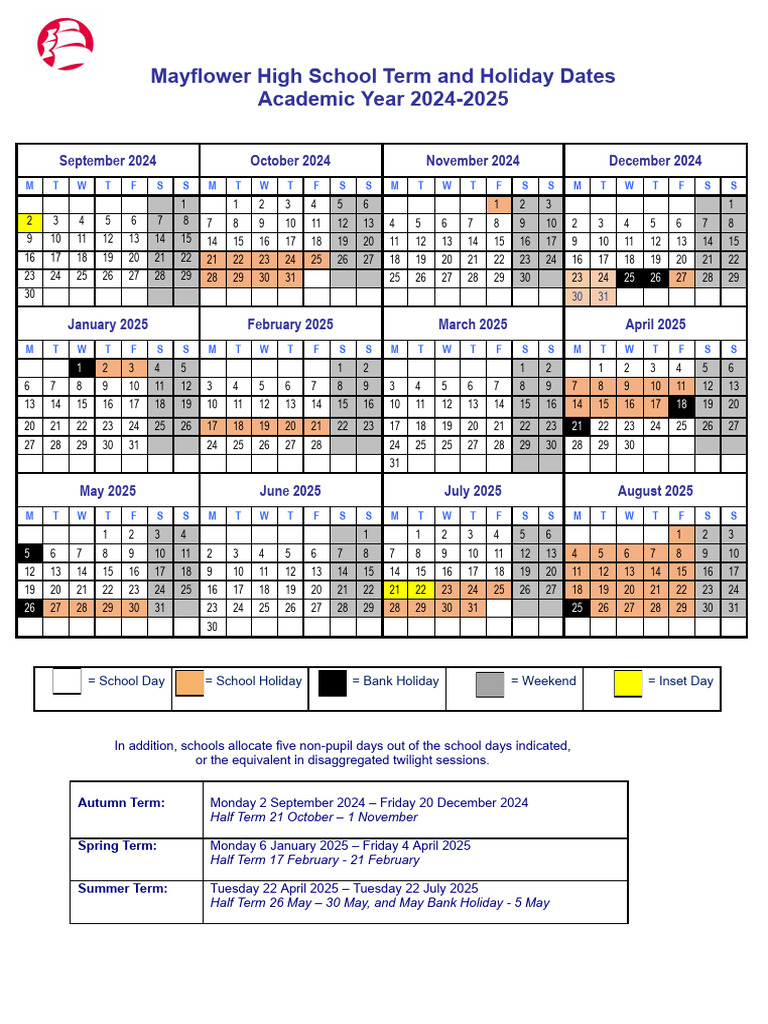 Mayflower School Term Dates 2024-2025 | PDF | Observances | Academia