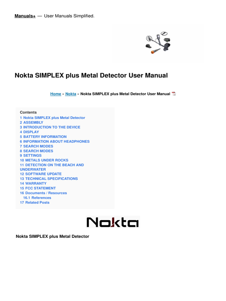 Simplex Plus Metal Detector Manual | PDF | Metal Detector | Battery Charger