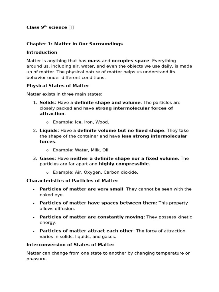 Class 9th Science | PDF