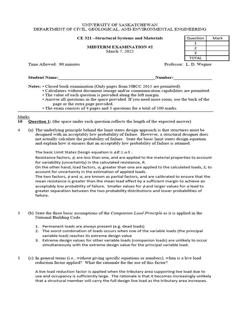 Midterm 2 2022 Solution | PDF | Bending | Structural Load