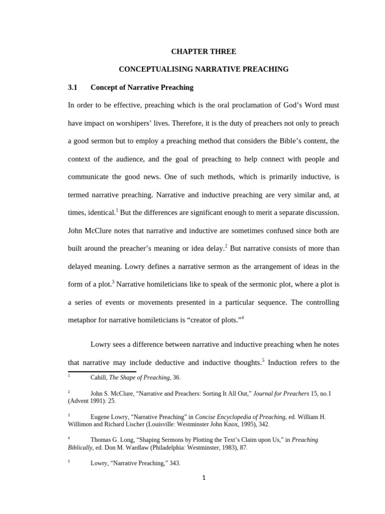 Narrative Preaching Chapter 3 Edited | PDF | Sermon | Bible