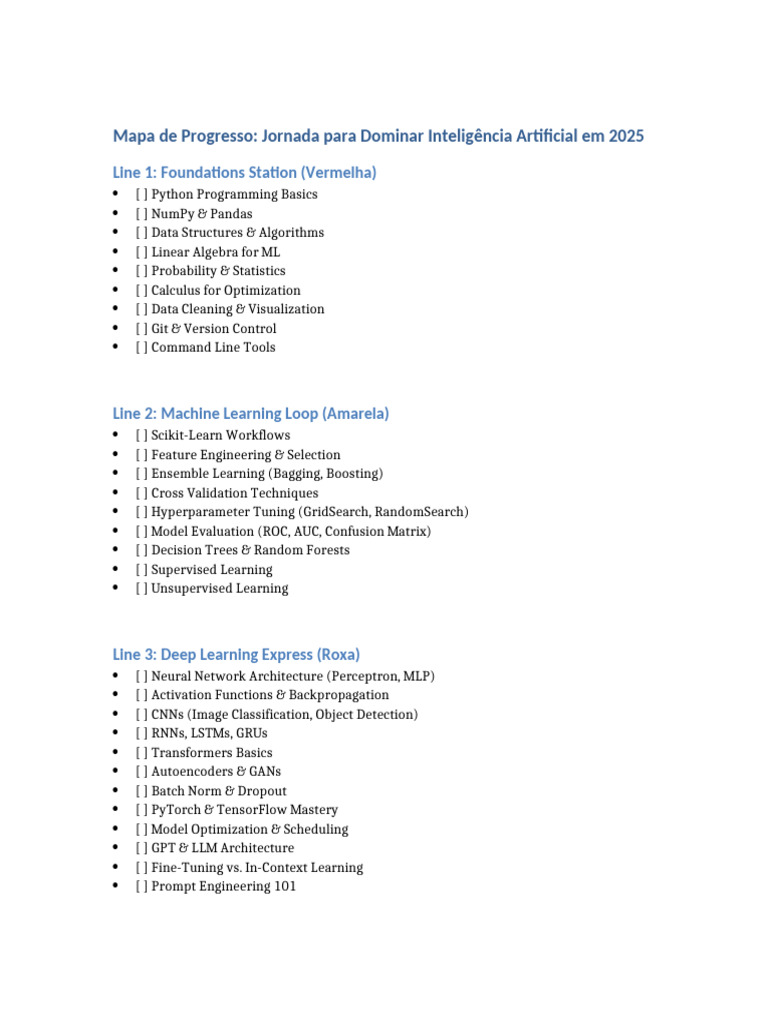 Mapa Progresso Master AI 2025 | PDF | Machine Learning | Artificial ...
