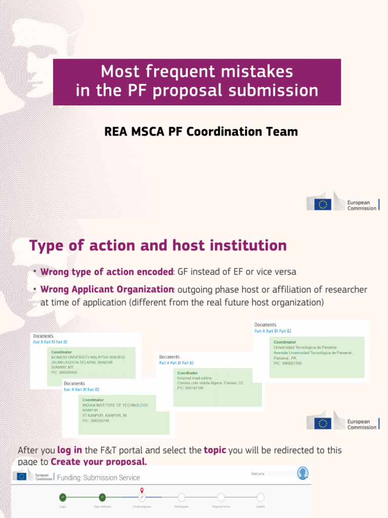 Most Common Mistakes in MSCA-PF Submission Forms | PDF