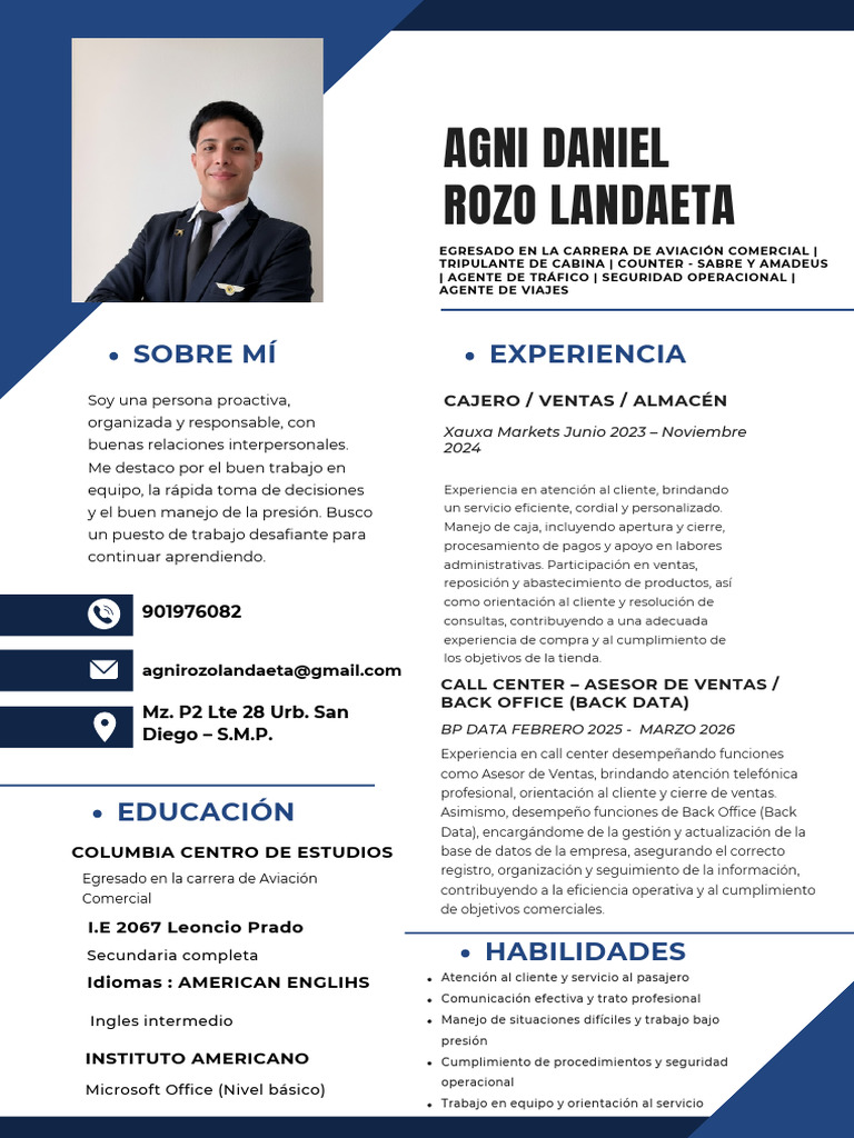 CV Agni Daniel Rozo | PDF | Centro de llamadas | Business