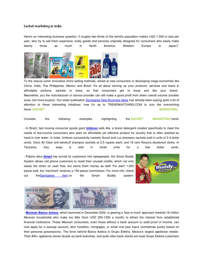 Sachet Marketing in India PDF Retail Microsoft Windows