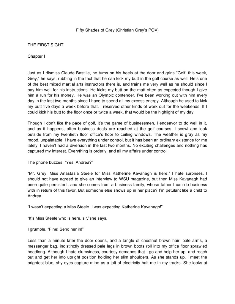 Christian Grey S Pov Fifty Shades Of Grey Leisure