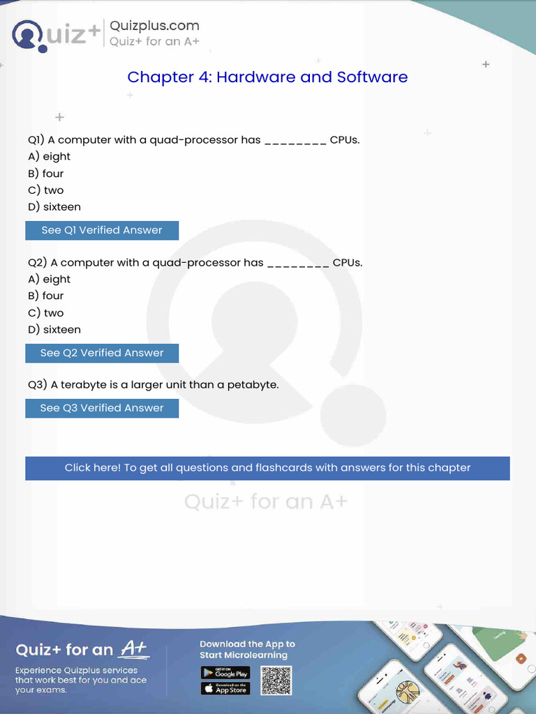 A Computer With A Quadprocessor Has Cpus | PDF