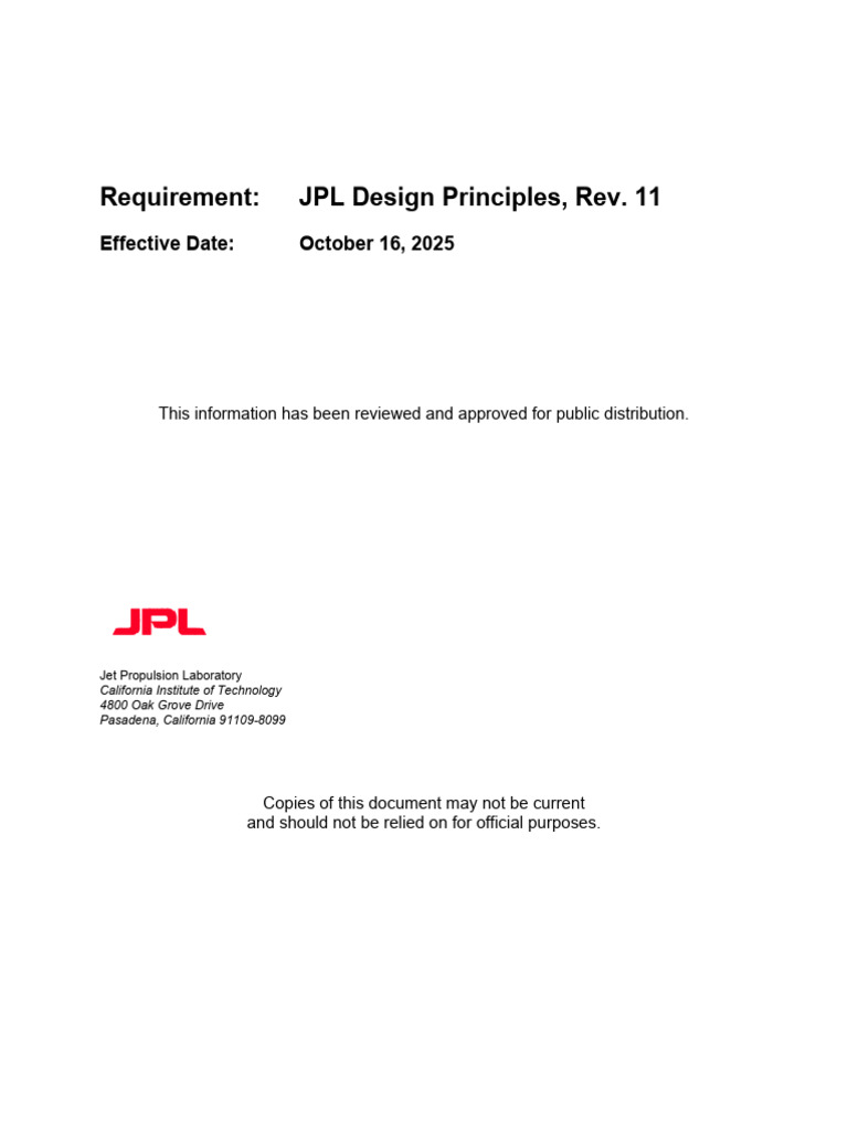 JPL Design Principles | PDF | Space Debris | Spacecraft