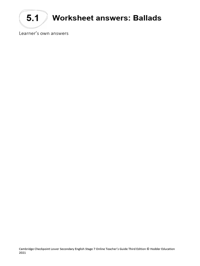 Chapter 5 Worksheet Answers | PDF