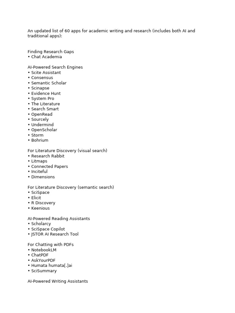 An Updated List of 60 Apps For Academic Writing and Research | PDF
