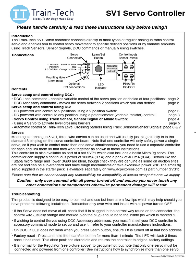 SV1 Servo Controller Instructions | PDF | Equipment | Electrical Equipment