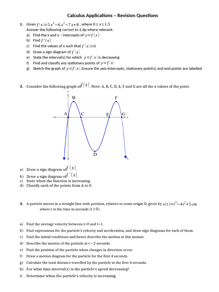 Calculus Questions | PDF | Velocity | Acceleration