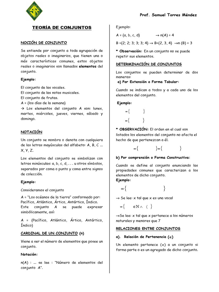 Teoría de Conjuntos | PDF | Conjunto (Matemáticas) | Matemáticas