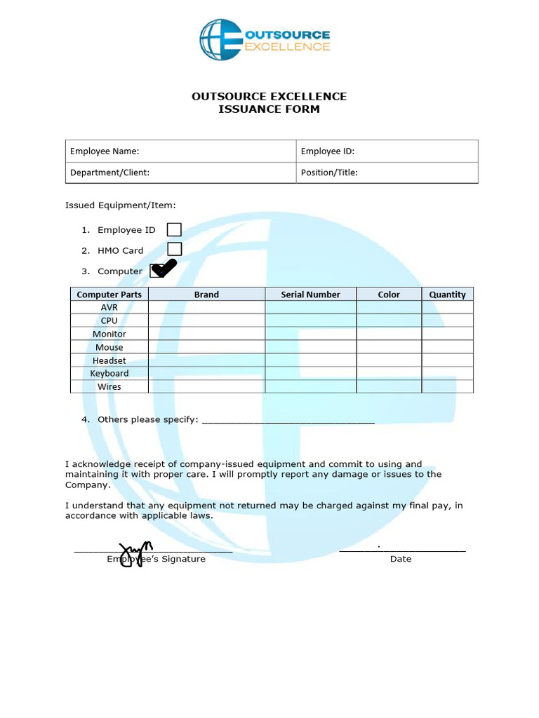 OE Issuance Form | PDF