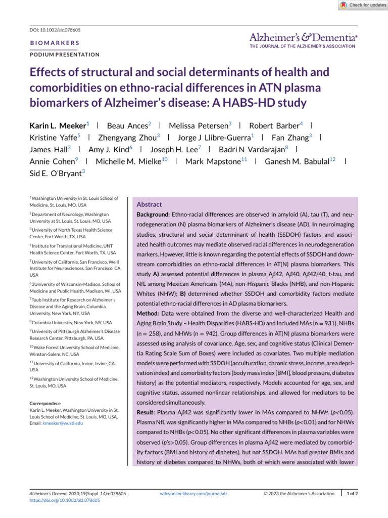 2024 - Effects of Structural and Social Determinants of Health and ...