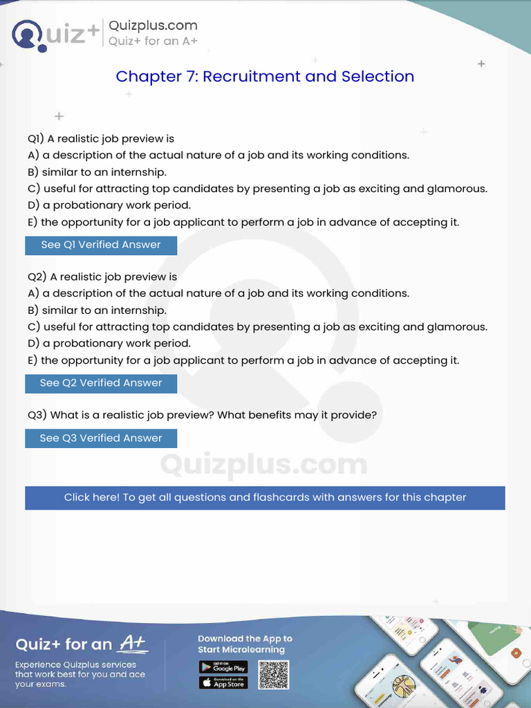 A Realistic Job Preview Is | PDF | Performance Appraisal | Human ...