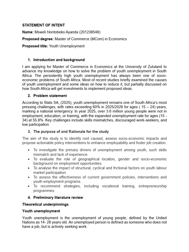 Statement of Intent 1 | PDF