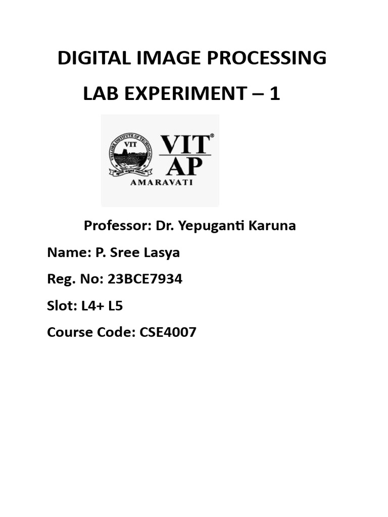 Dip Lab Exp1 | PDF