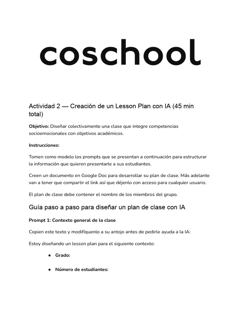 Actividad 2 - Creación de Un Lesson Plan Con IA | PDF