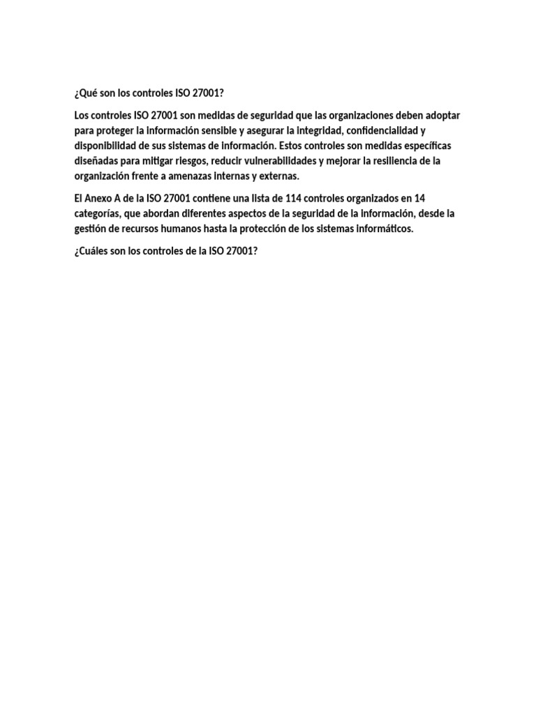Qué Son Los Controles ISO 27001 | PDF | Seguridad de información | La ...