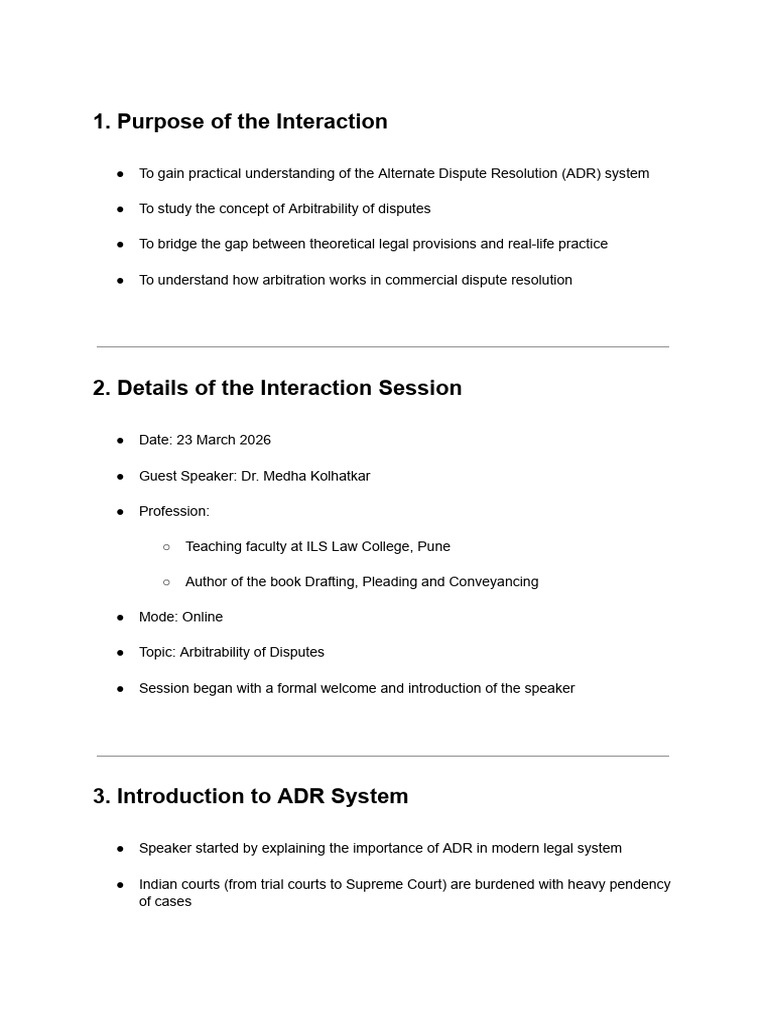 ADR Report 1 Pointers | PDF | Alternative Dispute Resolution | Arbitration