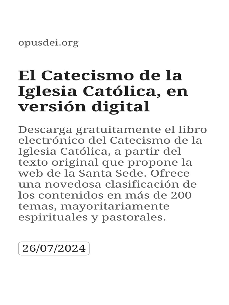 El Catecismo de La Iglesia Catolica en Version Digital | PDF | Iglesia ...