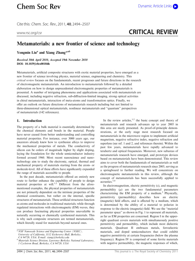 27 2011 Chem-Soc-Rev Metamaterials | PDF | Metamaterial | Physics