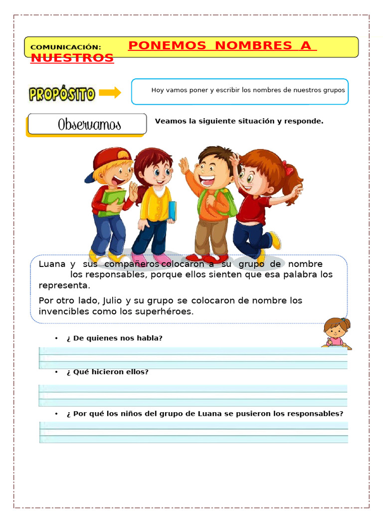 U1 s3 Comunicacion Nombres para Nuestros Grupos Ejercicio d1 | PDF