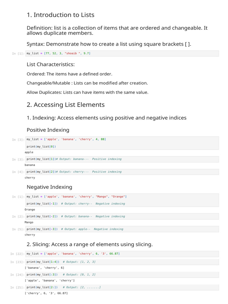7 Introduction To Lists | PDF | Programming Paradigms | Computing