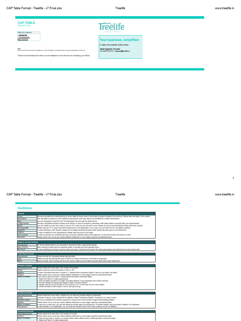 CAP Table For Startups Format | PDF | Investing | Business