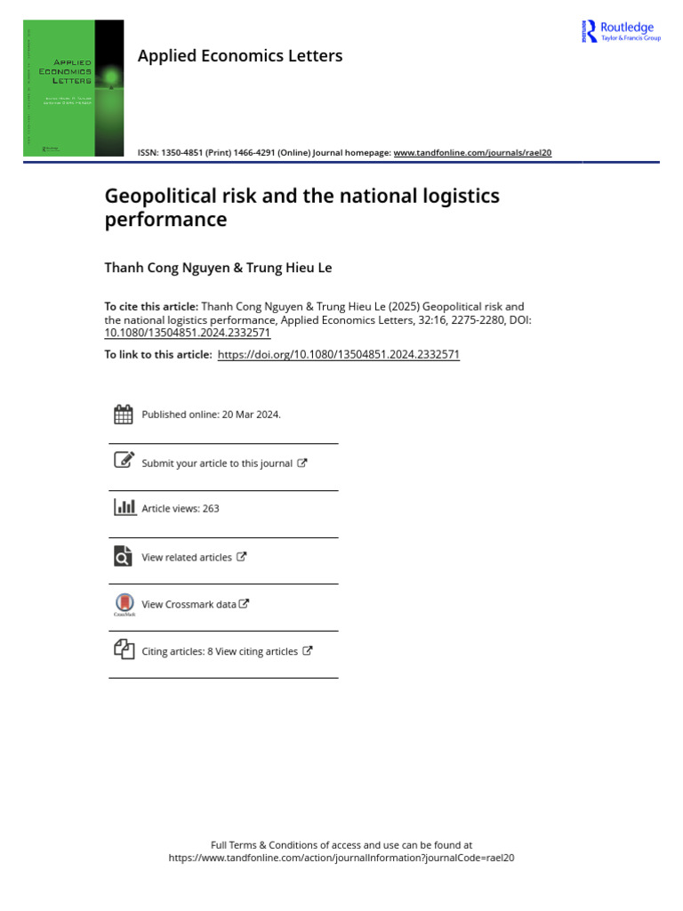 AEL Geopolitical Risk and The National Logistics Performance | PDF ...
