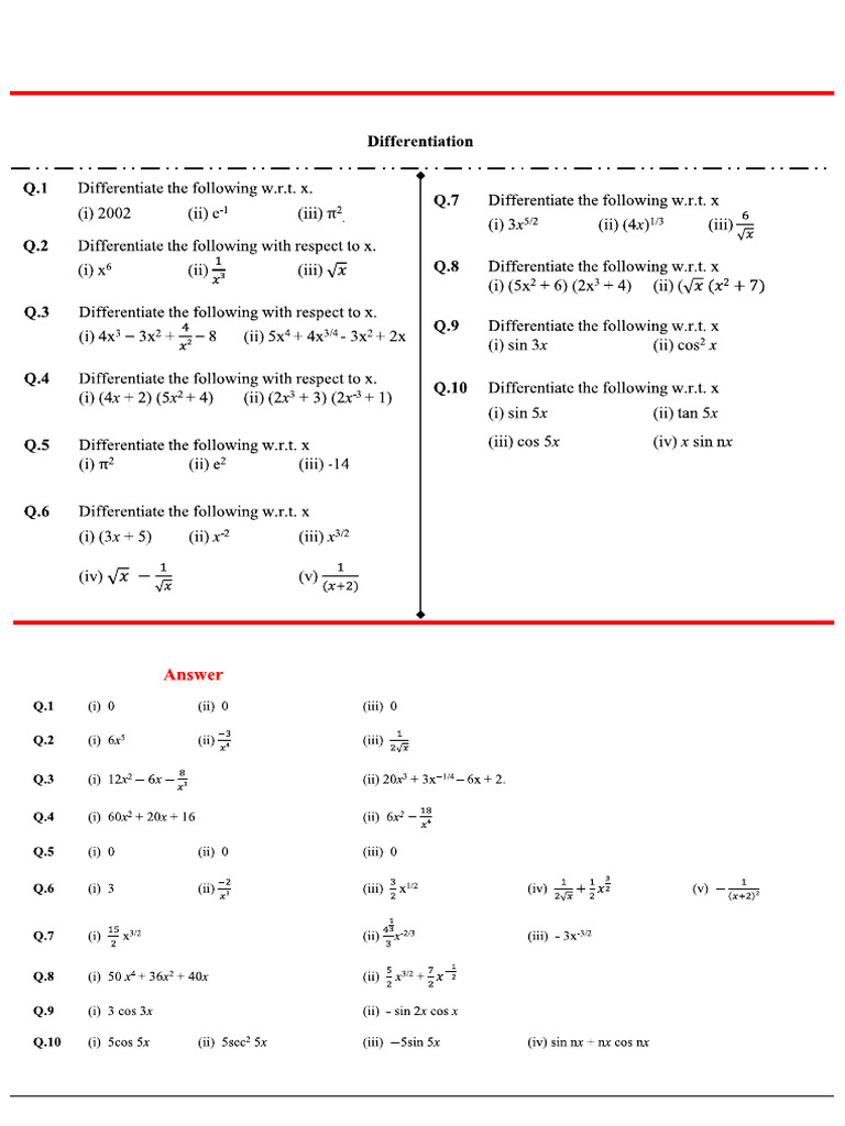Differentiation Assignment | PDF