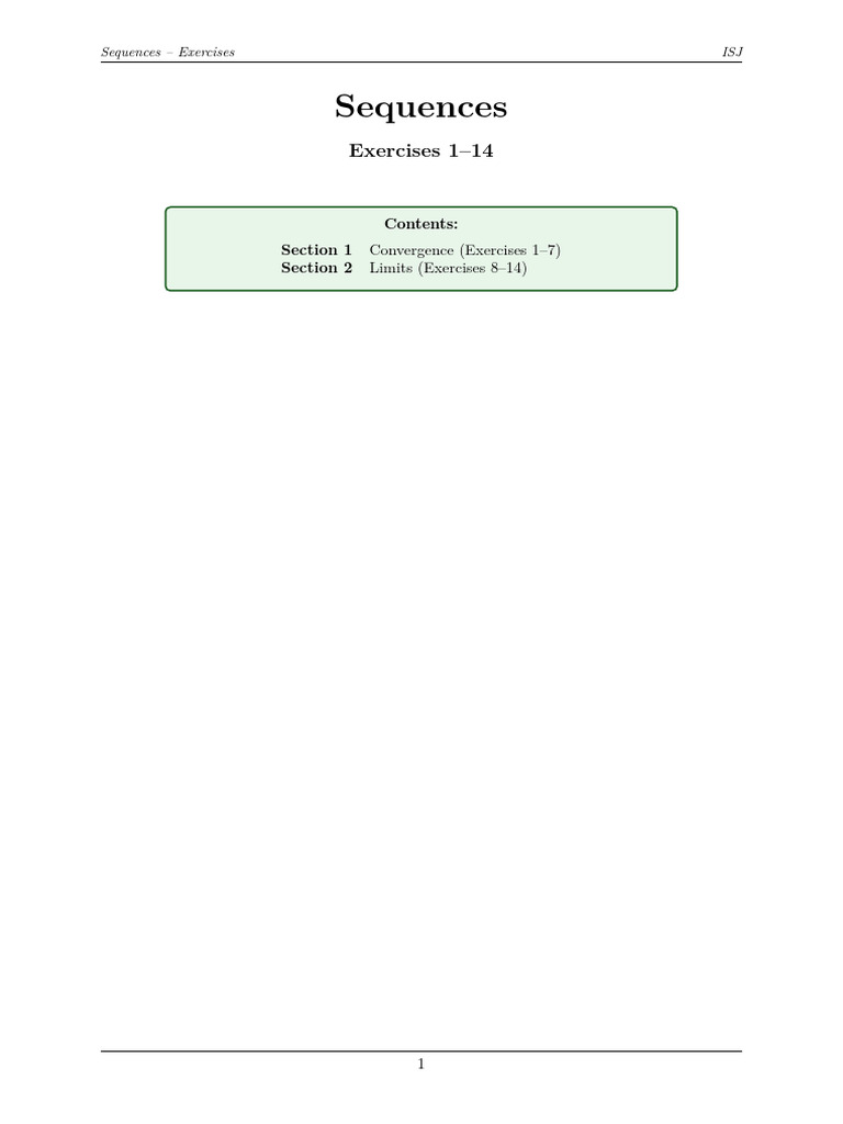 TutorialSheet Sequences | PDF | Sequence | Functions And Mappings