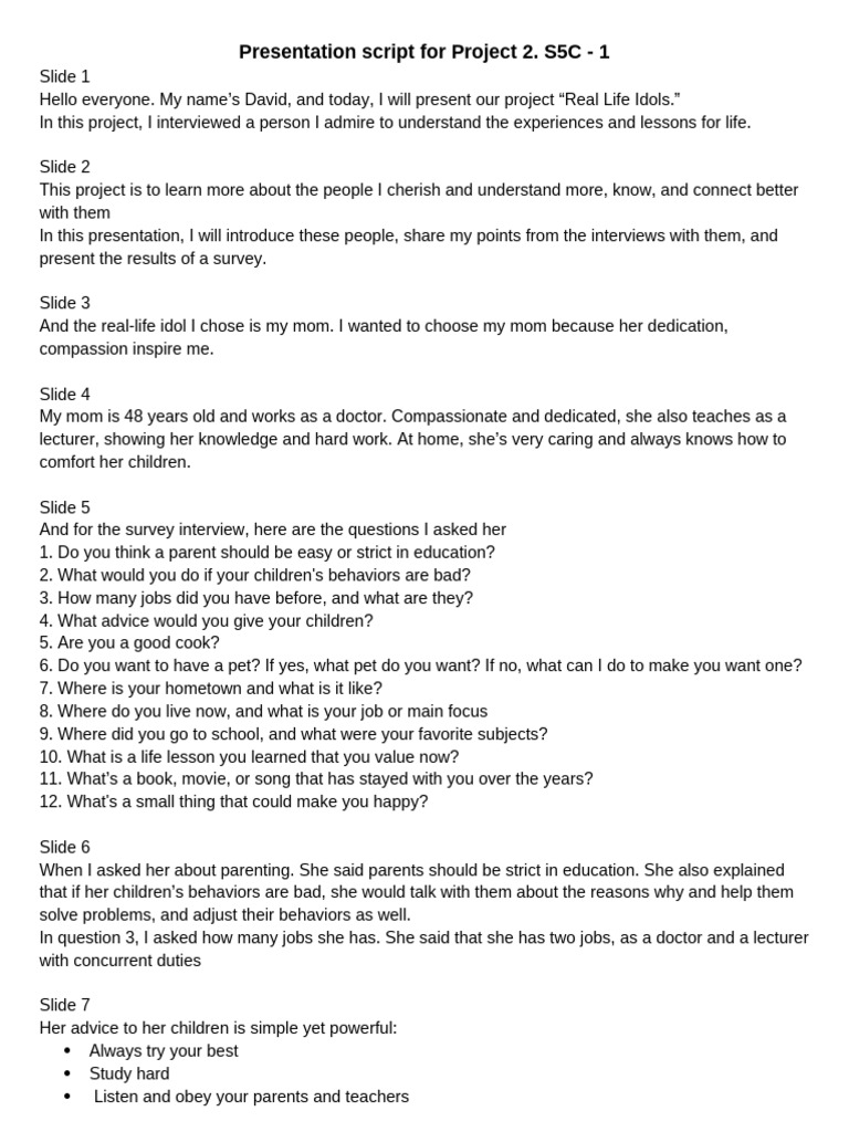 Presentation Script For Project 2. S5C - 1 | PDF