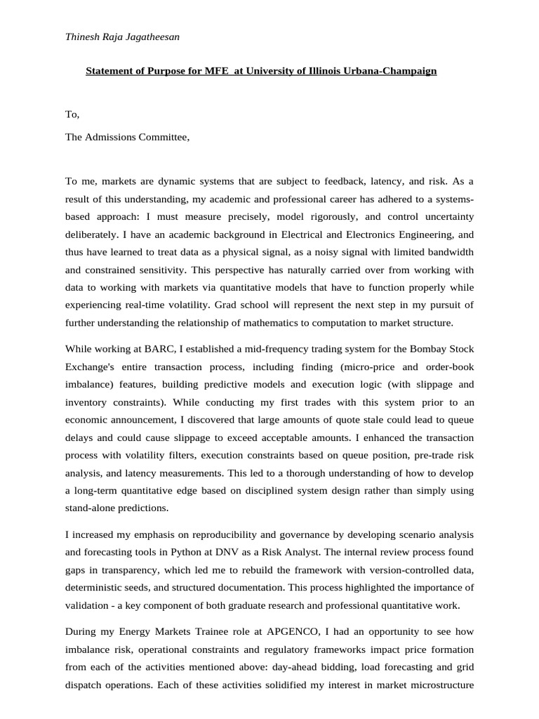 Personal Statement UIUC | PDF | Option (Finance) | Applied Mathematics