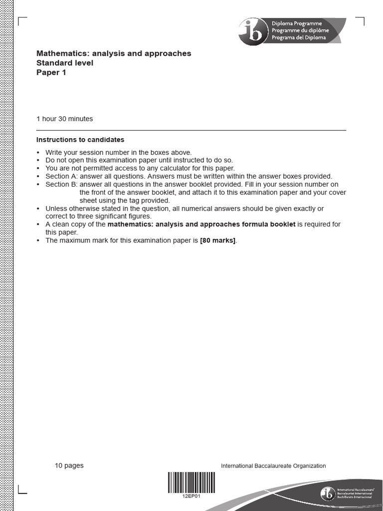 Ibdp Mathematics Mock Exam | PDF