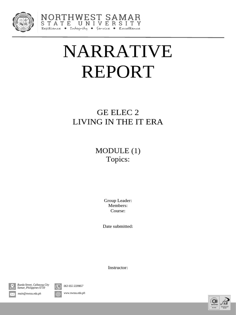 Narrative Report Template Long Size | PDF