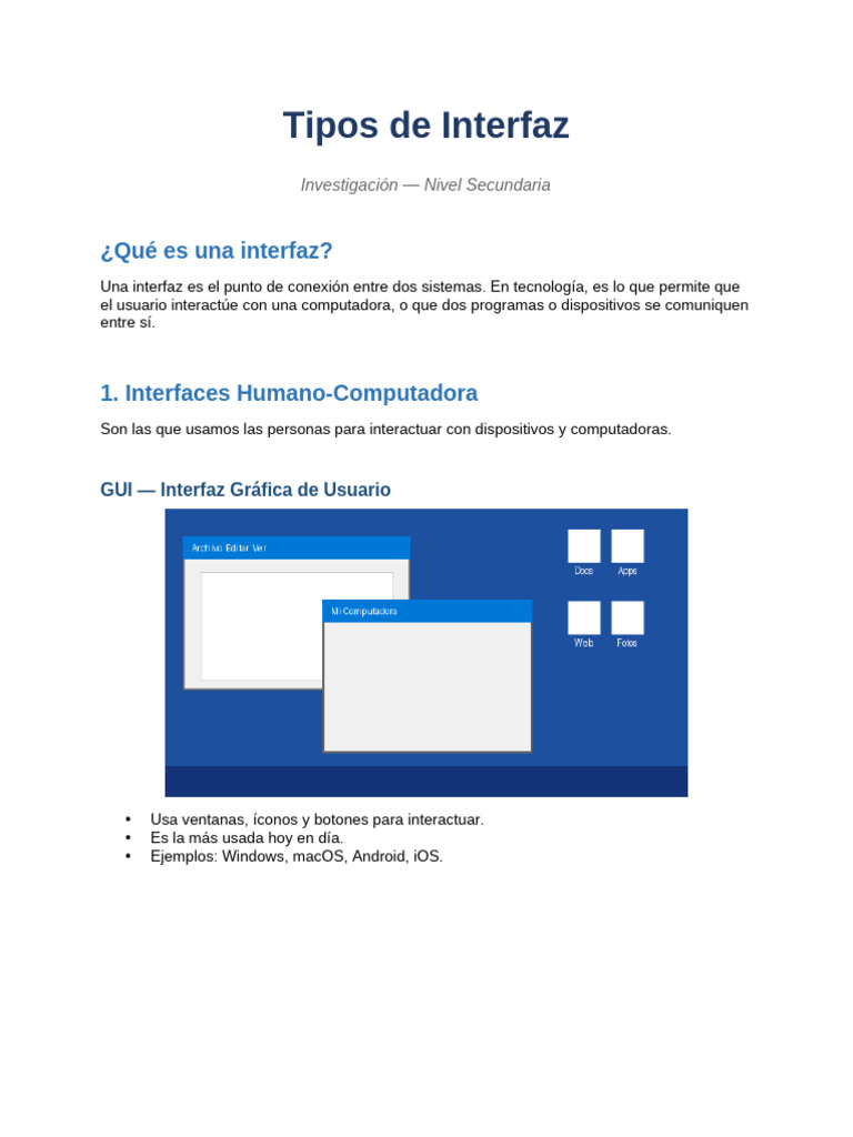 Tipos de Interfaz | PDF | Interfaces gráficas de usuario | Hardware de ...