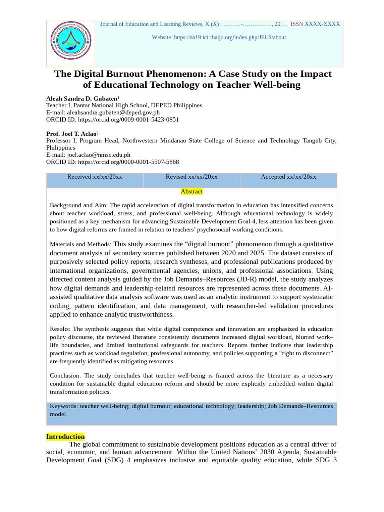 (Revised) The Digital Burnout Phenomenon A Case Study On The Impact of ...