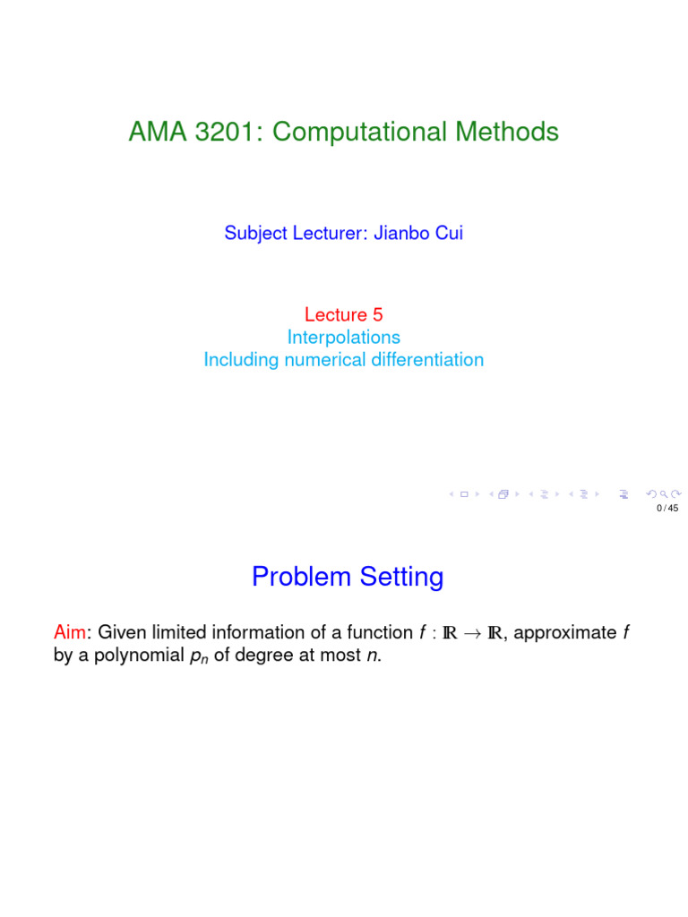 Lecture 5 | PDF | Interpolation | Mathematical Objects