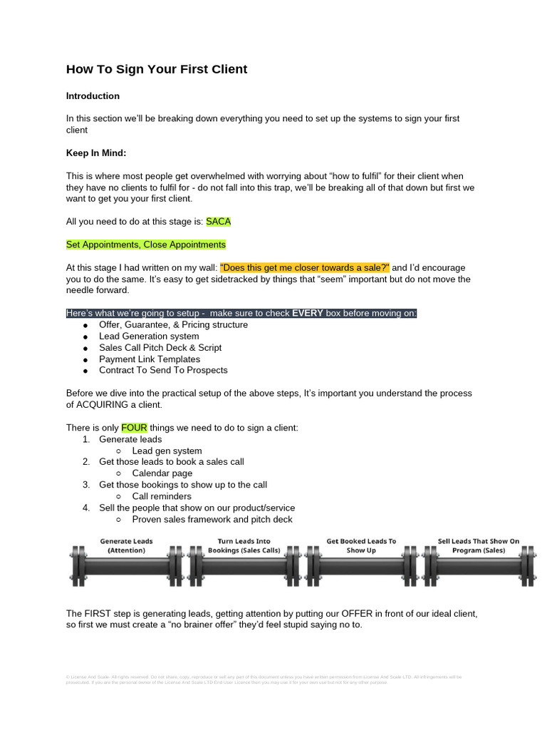 How To Sign Your First Client | PDF