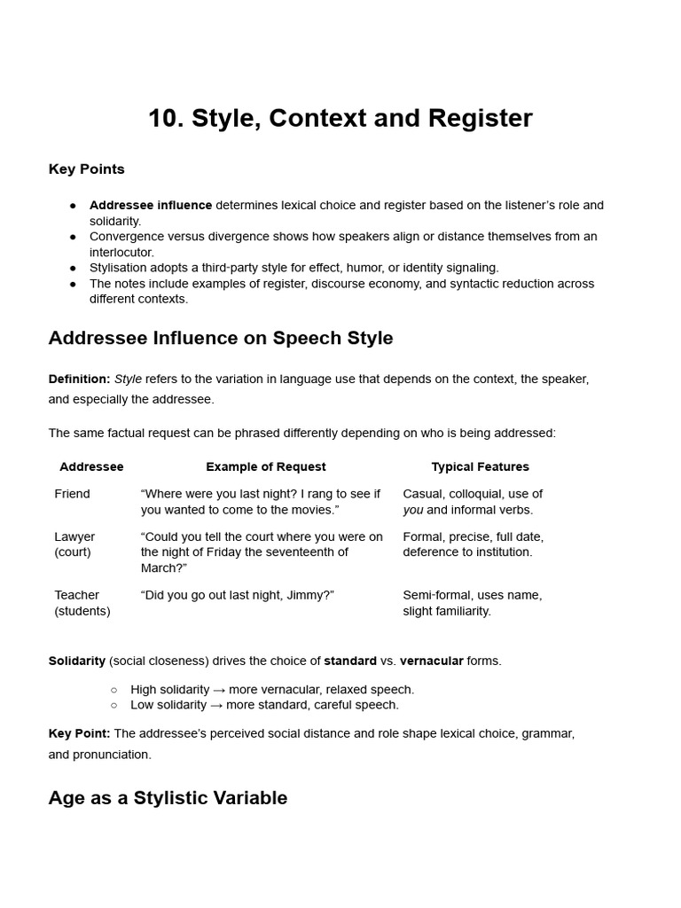 Style, Context & Register | PDF