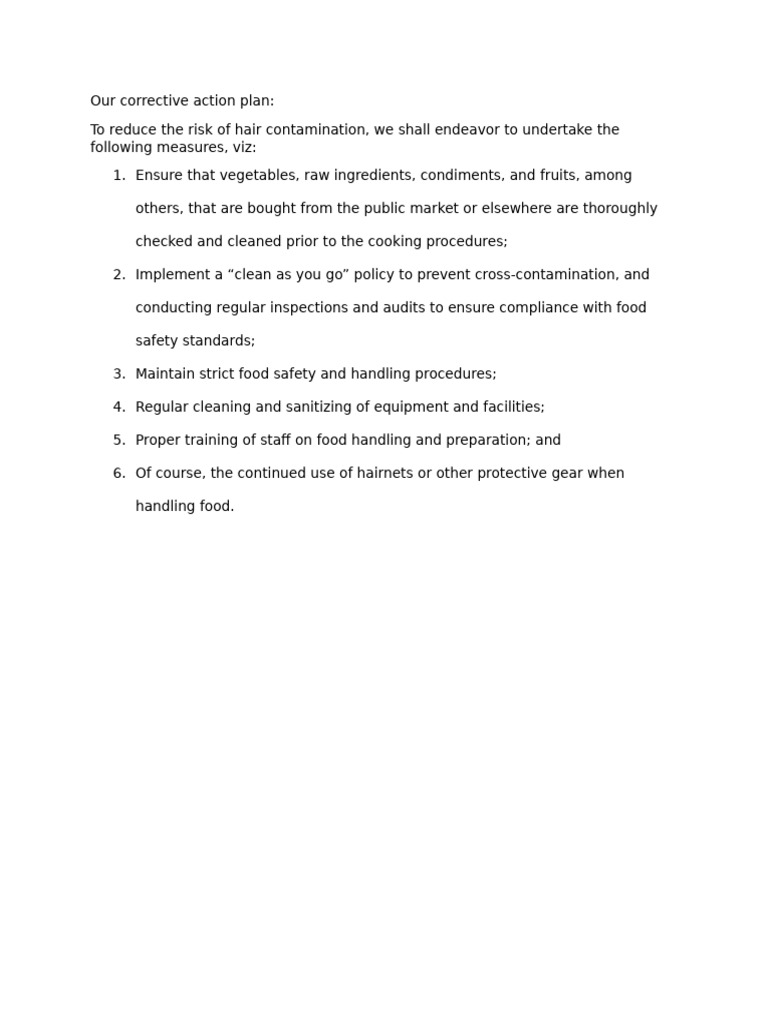 Corrective Action Plan | PDF