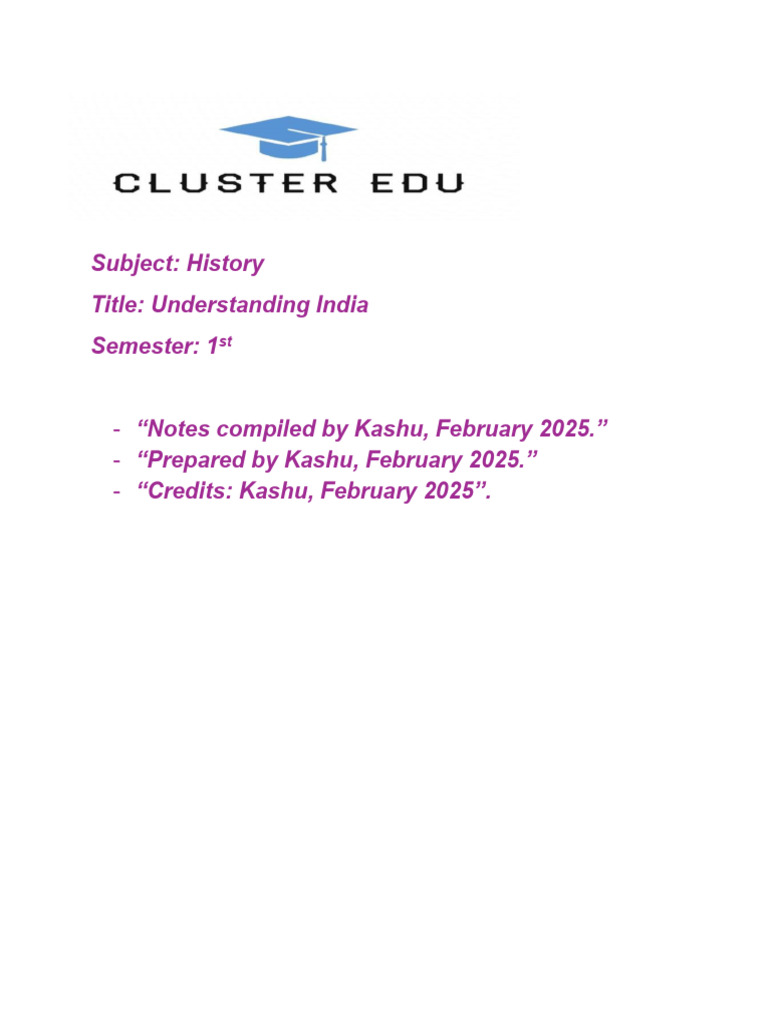 Understanding India (History) 1st Sem Notes | PDF | Moksha | Nirvana