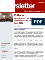 Editorial: Employment Law Reform. First Clarifications On Act #92, 28 June 2012