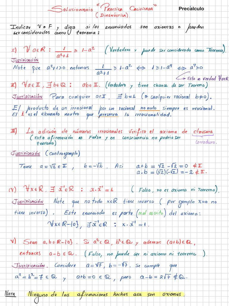 Sol Practica Diag Precálculo | PDF | Epistemología | Matemáticas