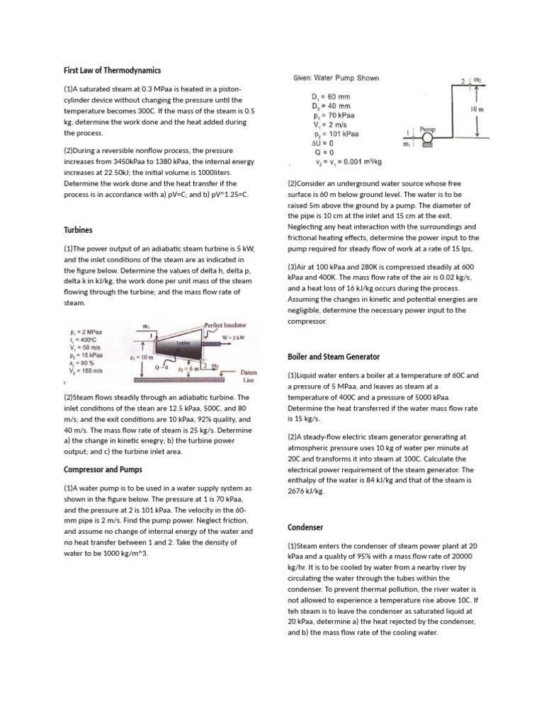 First Law of Thermodynamics - Exercises and Sample Problems | PDF